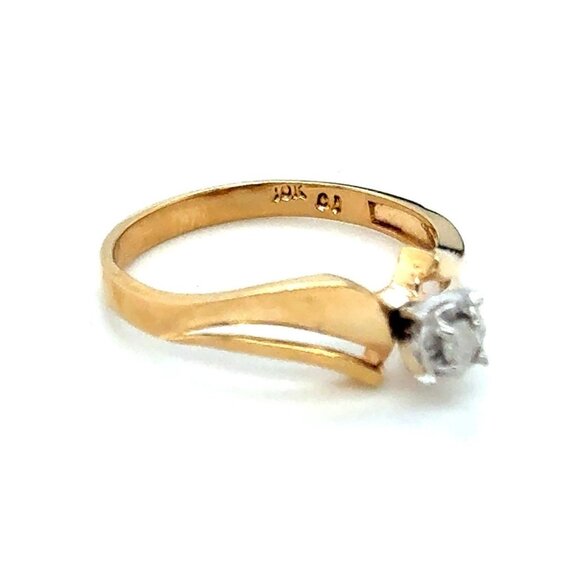 10K Gold Single Diamond Band Ring - Picture 7 of 10